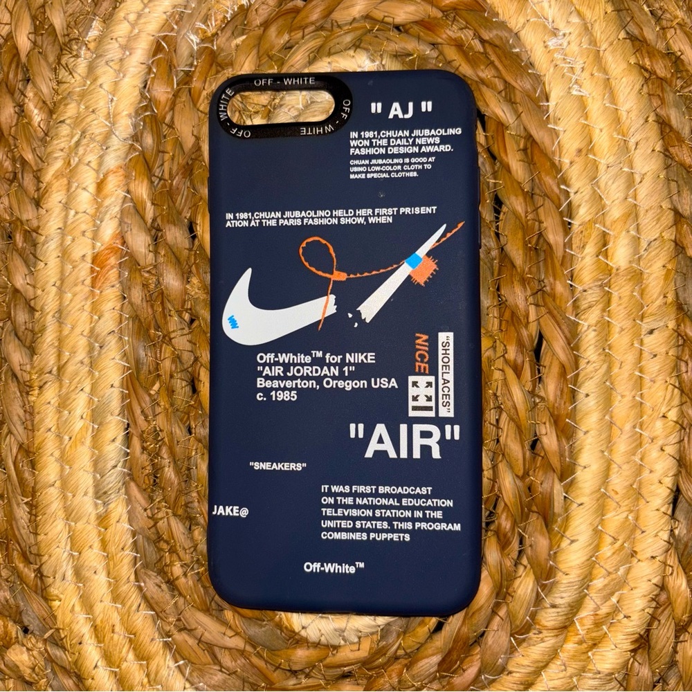 Off-White  iPhone Case - Navy and White for 8 plus
